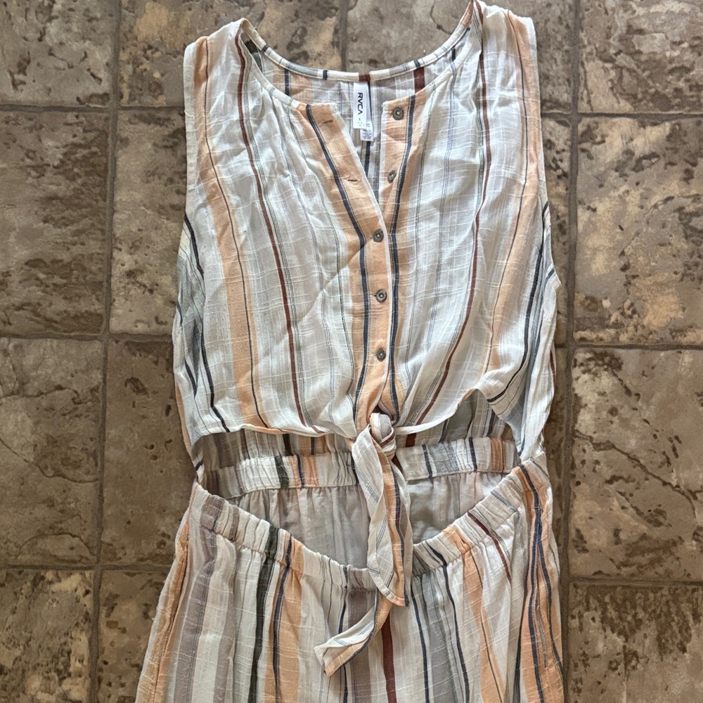 RVCA Striped Maxi Dress - Cream and Tan